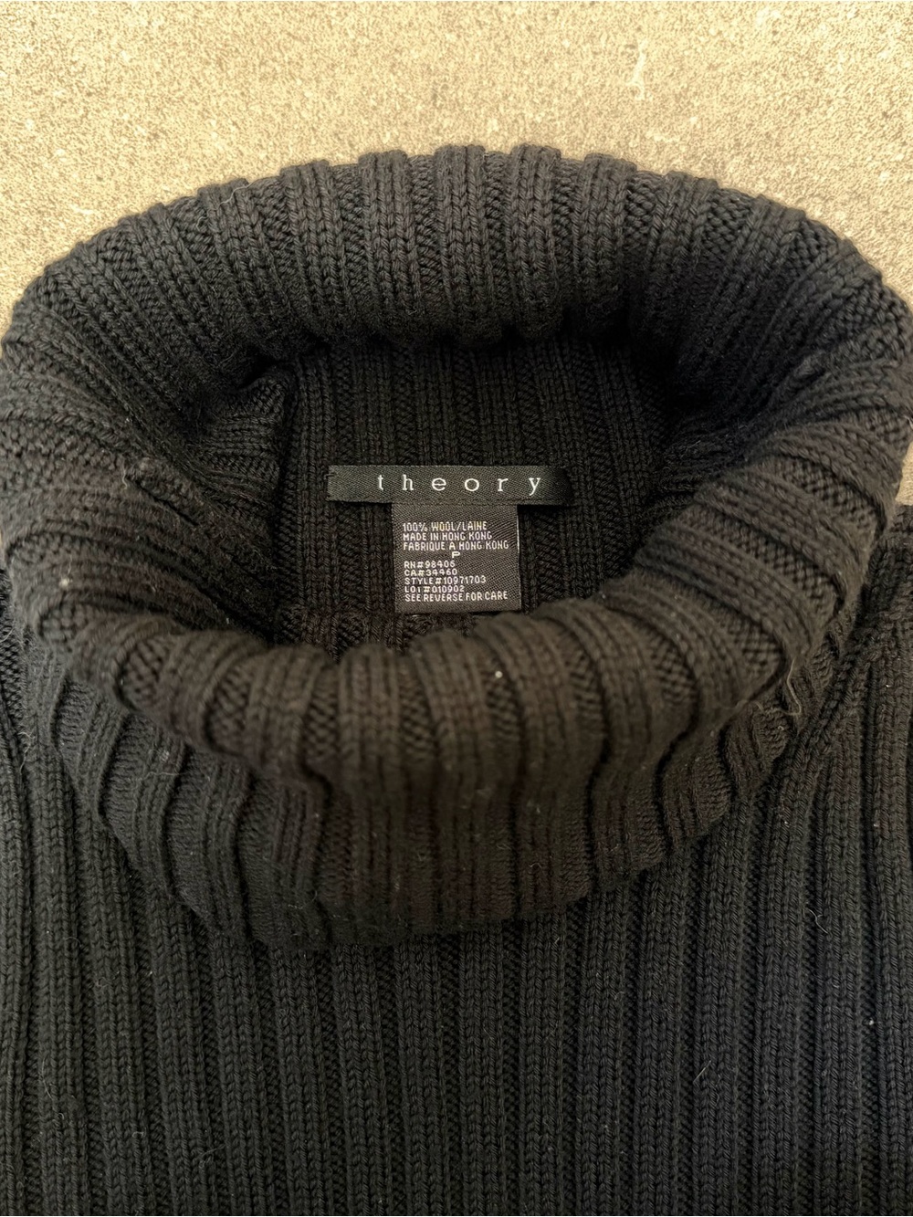 Theory Black Ribbed Turtleneck Sweater